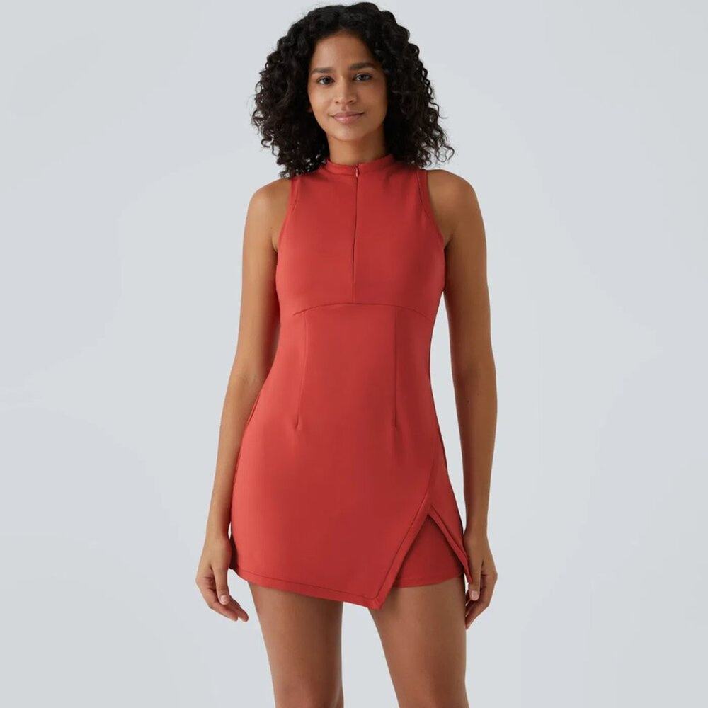 Halara 2-Piece Mini Racerback Zip Up Tennis Dress in Valiant Poppy Size S NWT